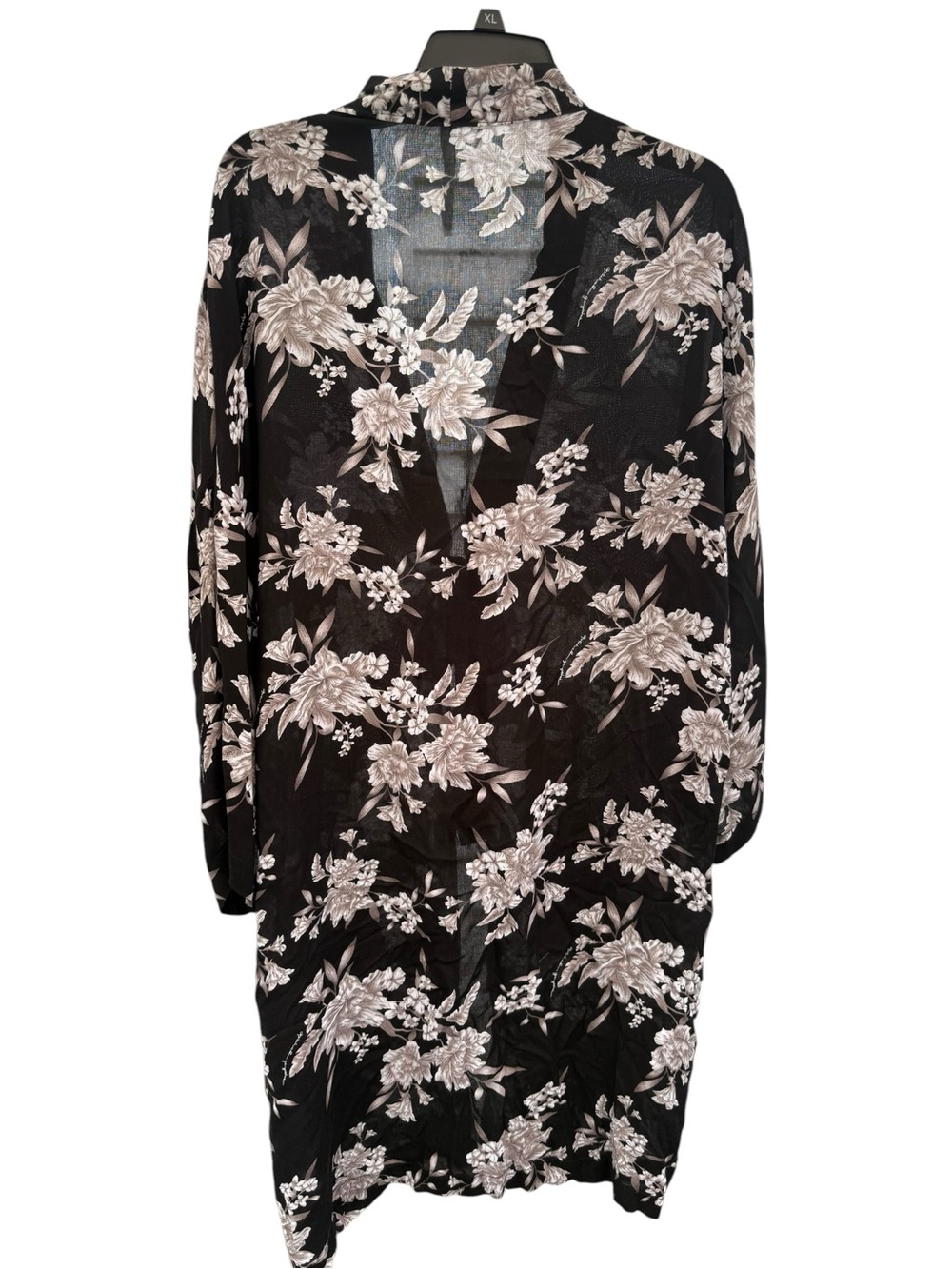 Spiritual Gangster Black Floral Sheer Kimono Cardigan Tie Front OS - Picture 2 of 8